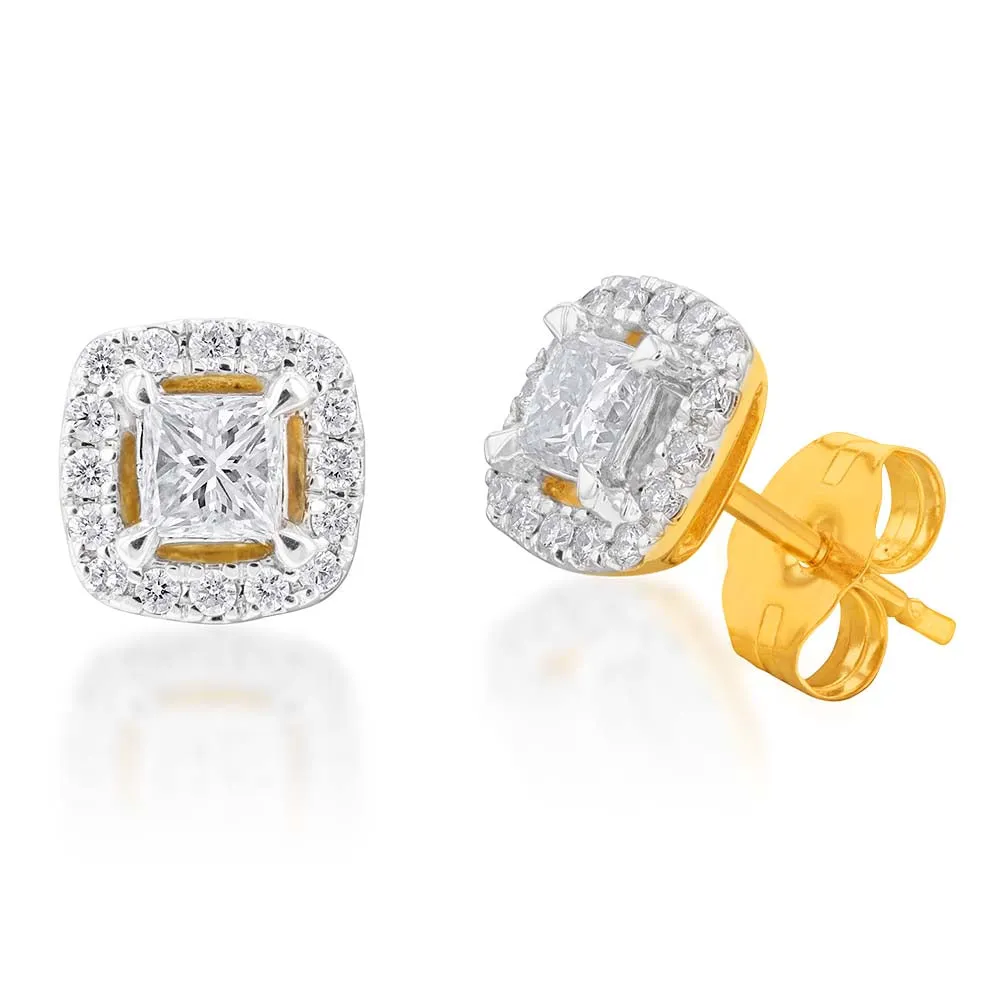 10 Carat 45PT Diamond Princess Studs with Halo