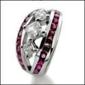 1.25 TCW Diamond Princess Ruby Round Cubic Zirconia Cz 14 K White Gold Ring