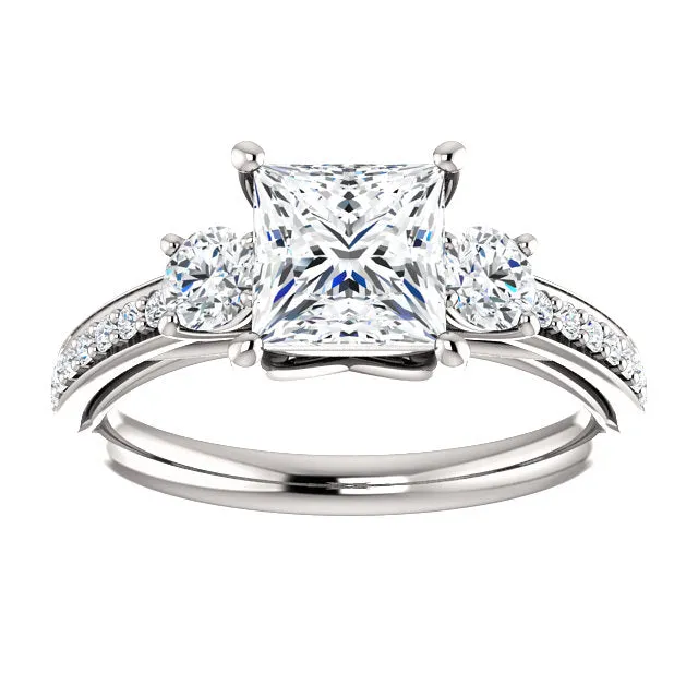 14K White Gold Princess Cut Engagement Ring 122000:929:P