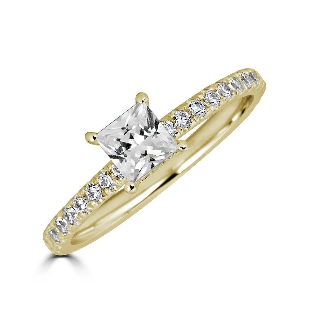 14KT Gold 1.00 CTW Princess Diamond Accent Ring