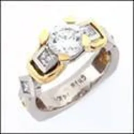 1.6 Total Carat Cubic Zirconia  Ring Two Tone Gold Euro Shank