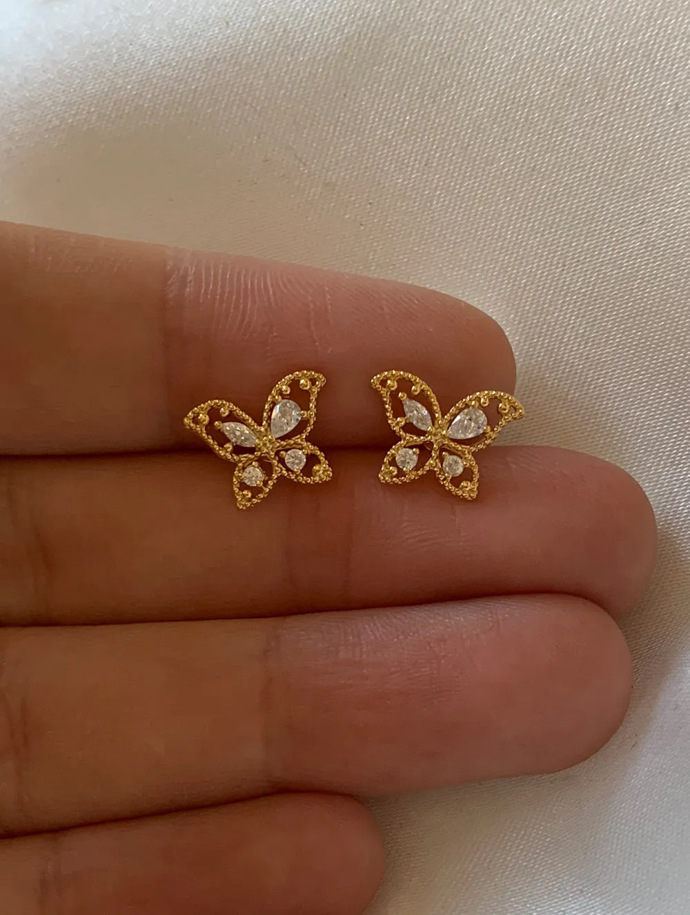 18K Gold Dipped Tiny Butterfly Studs