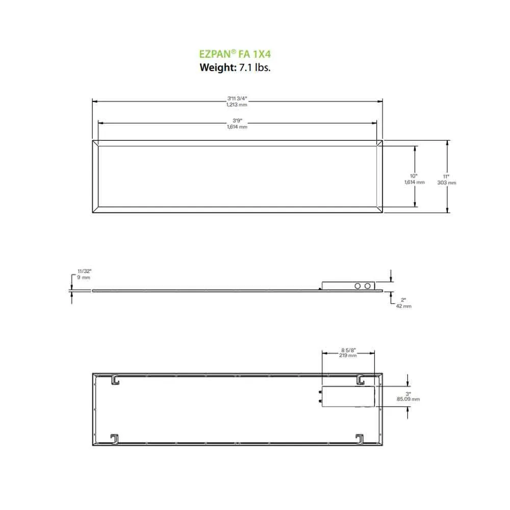 1x4 LED Flat Panel Light, 40 Watts Adjustable, 35K/40K/50K, 120/277V