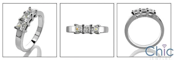 3 Stone 1.5 TCW Princess Cubic Zirconia Cz Ring