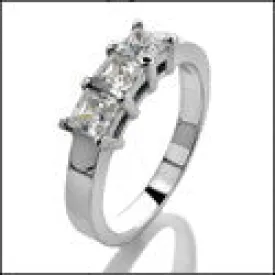 3 Stone 1.5 TCW Princess Cubic Zirconia Cz Ring