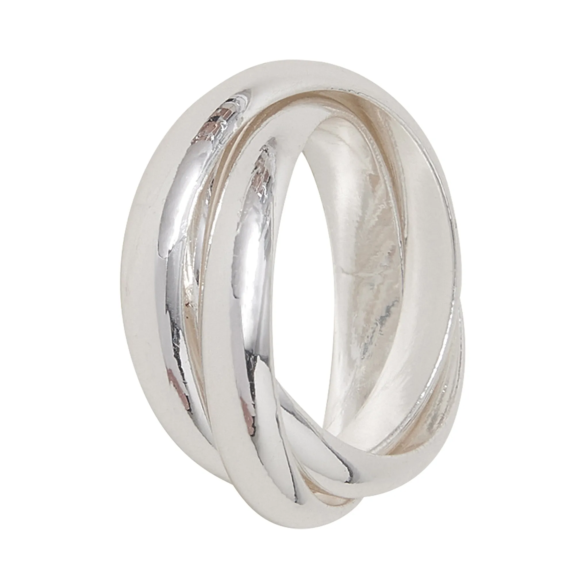 925 Sterling Silver Plated Twisted Ring Silver-Small