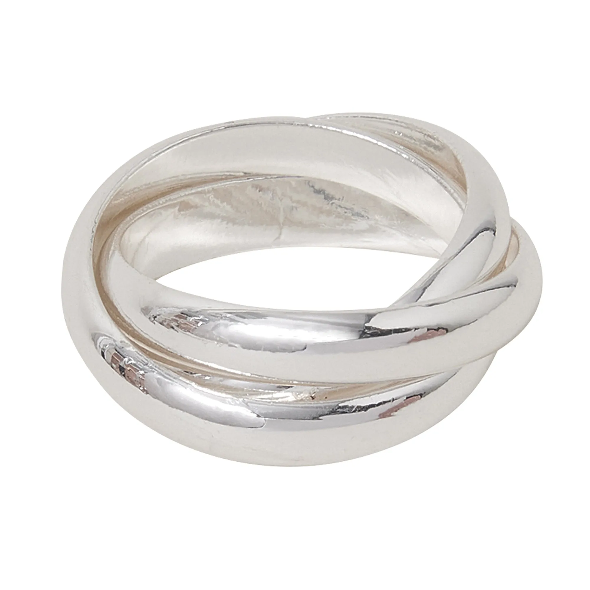 925 Sterling Silver Plated Twisted Ring Silver-Small