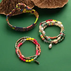 Accessorize London  Women's Multi Beaded Woven Bracelet Pack