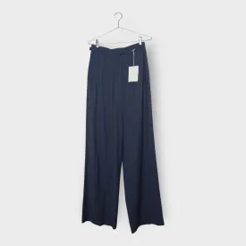 Acne Studios Blue Pinstripe Belted Wide Leg Pant