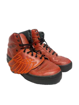 Adidas Hi-Top Leather Sneakers in ORN, Jeremy Scotts Wings B Ball Edition, US Size 9