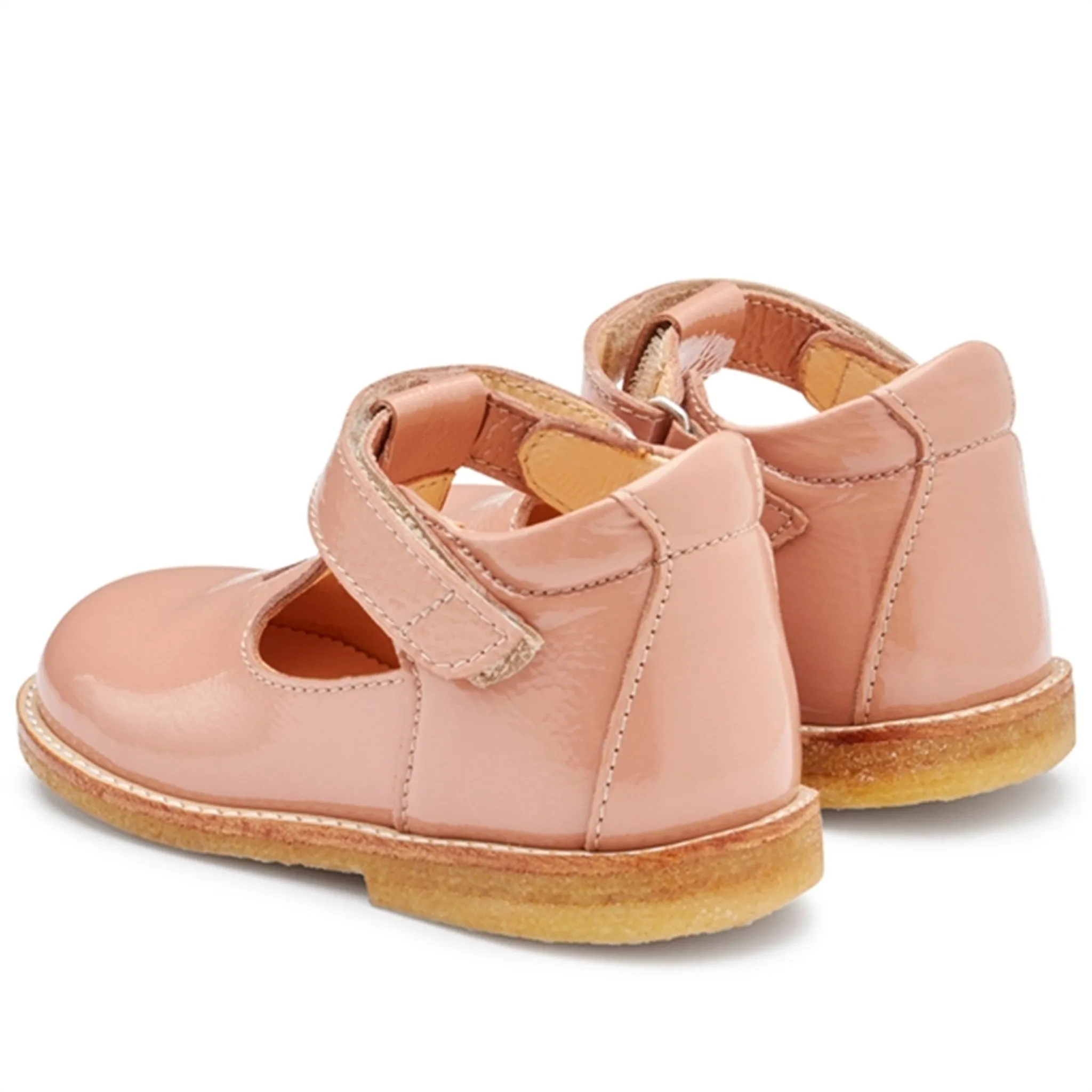 Angulus Mary Janes W. Heart and Velcro Dark Peach