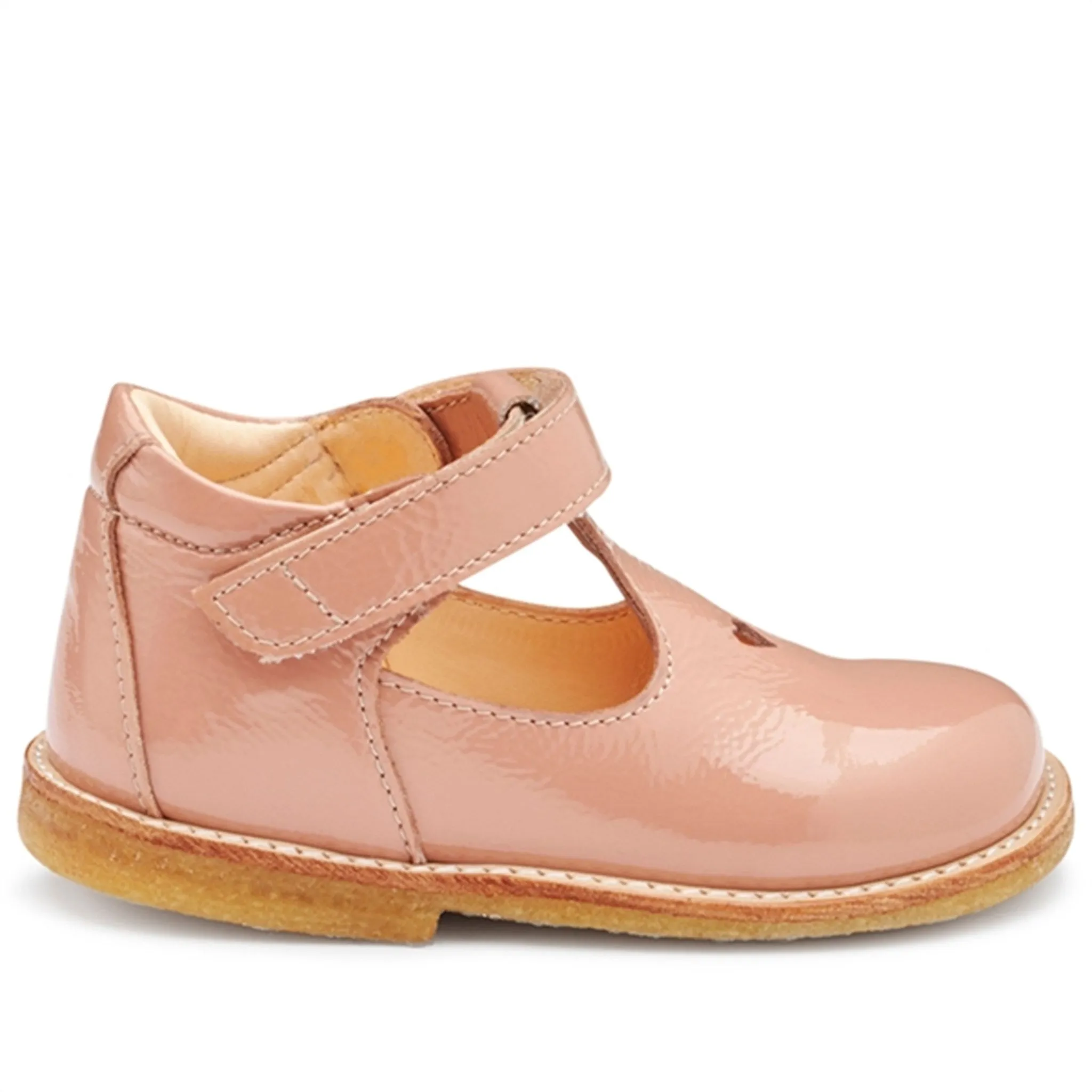 Angulus Mary Janes W. Heart and Velcro Dark Peach