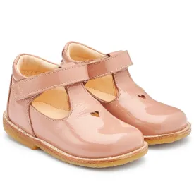 Angulus Mary Janes W. Heart and Velcro Dark Peach