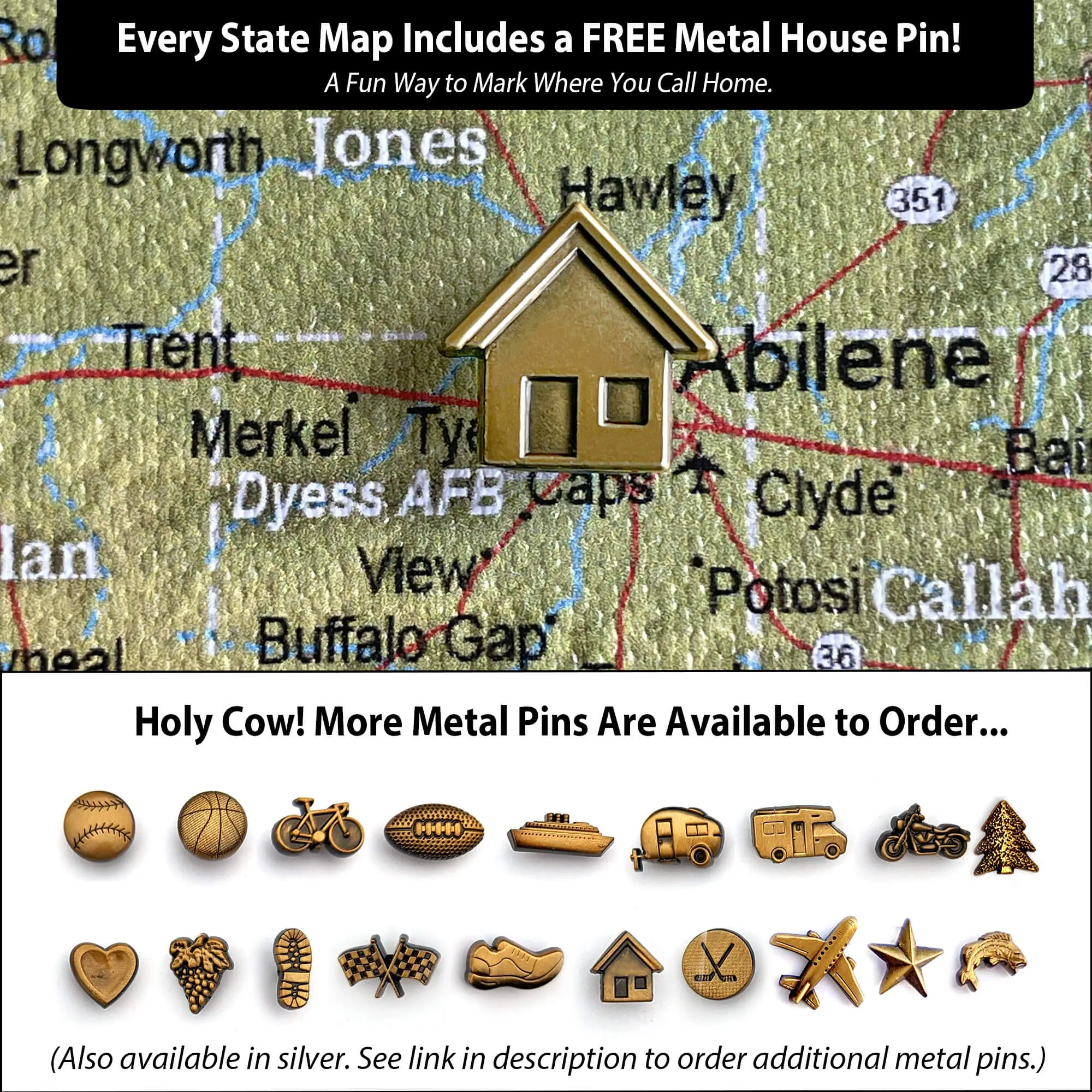 Arizona Push Pin Terrain Map