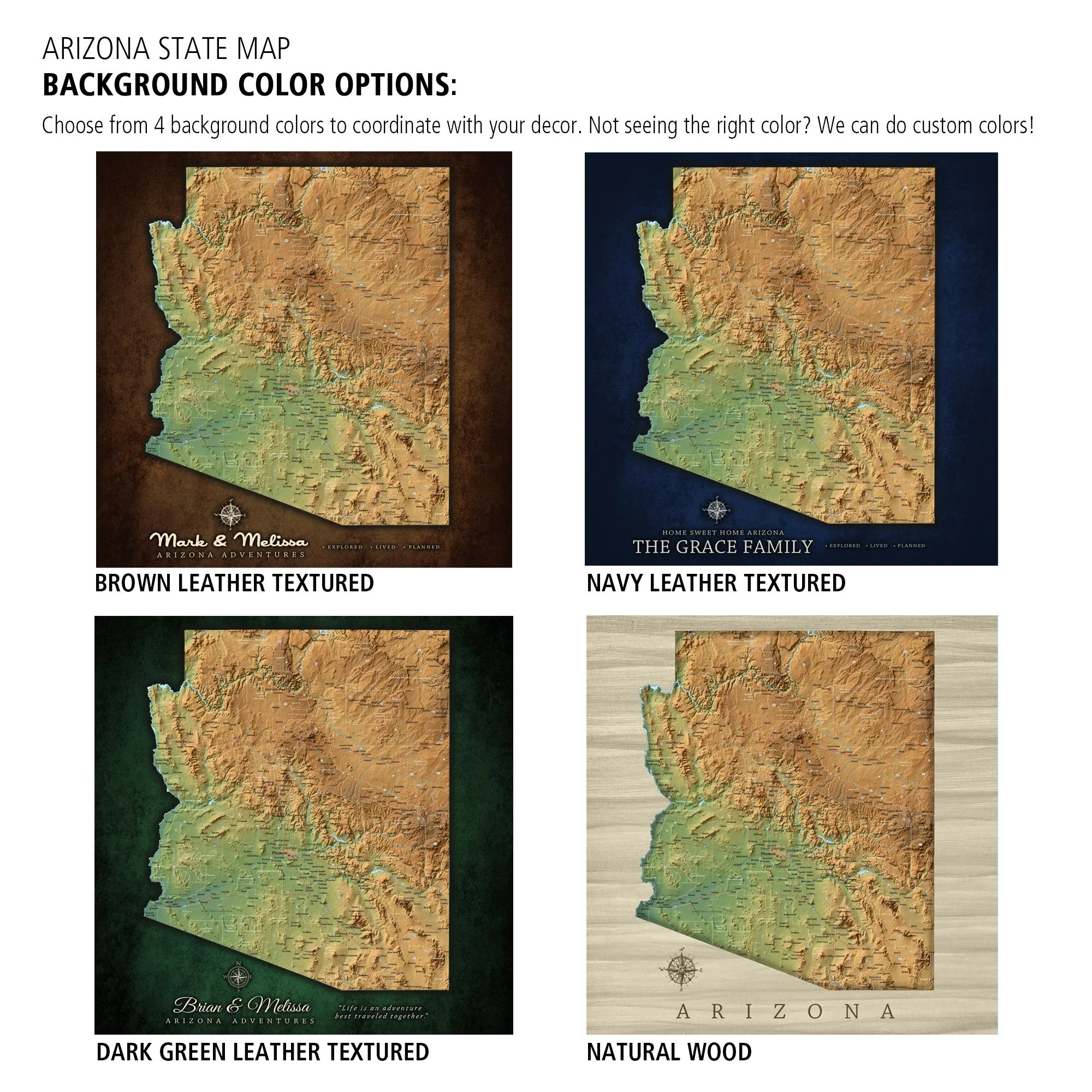 Arizona Push Pin Terrain Map