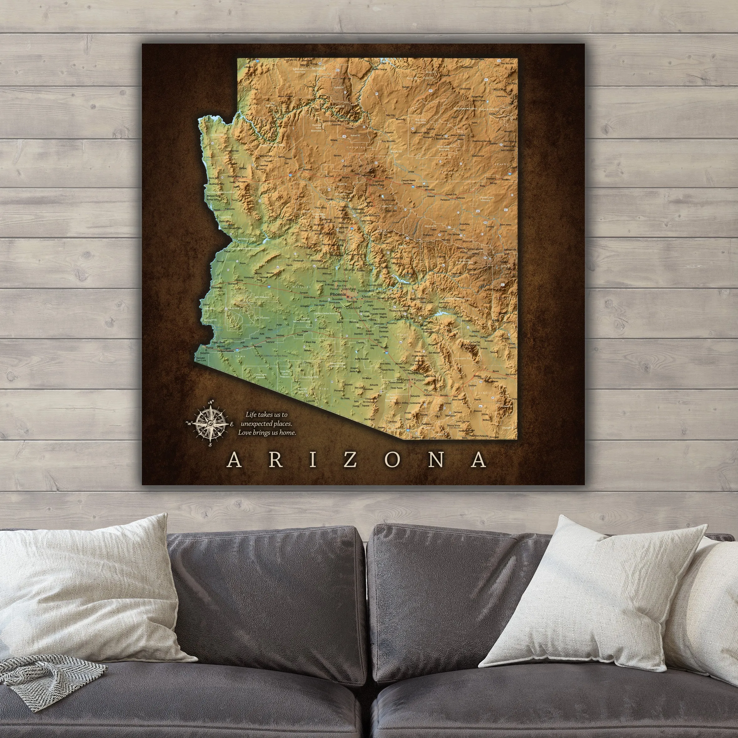 Arizona Push Pin Terrain Map