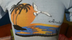 Aruba vintage XS T-shirt 1980's Beach Sunset w/ Bird