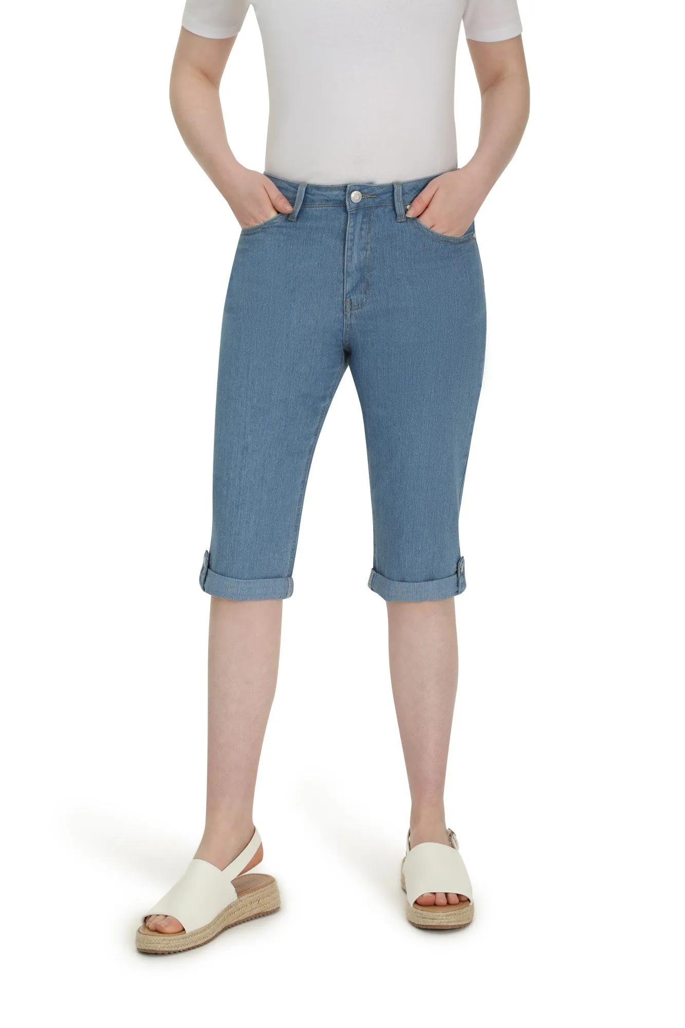 Below Knee Jeans With Roll Up Hem | LIGHT BLUE | 6592YR