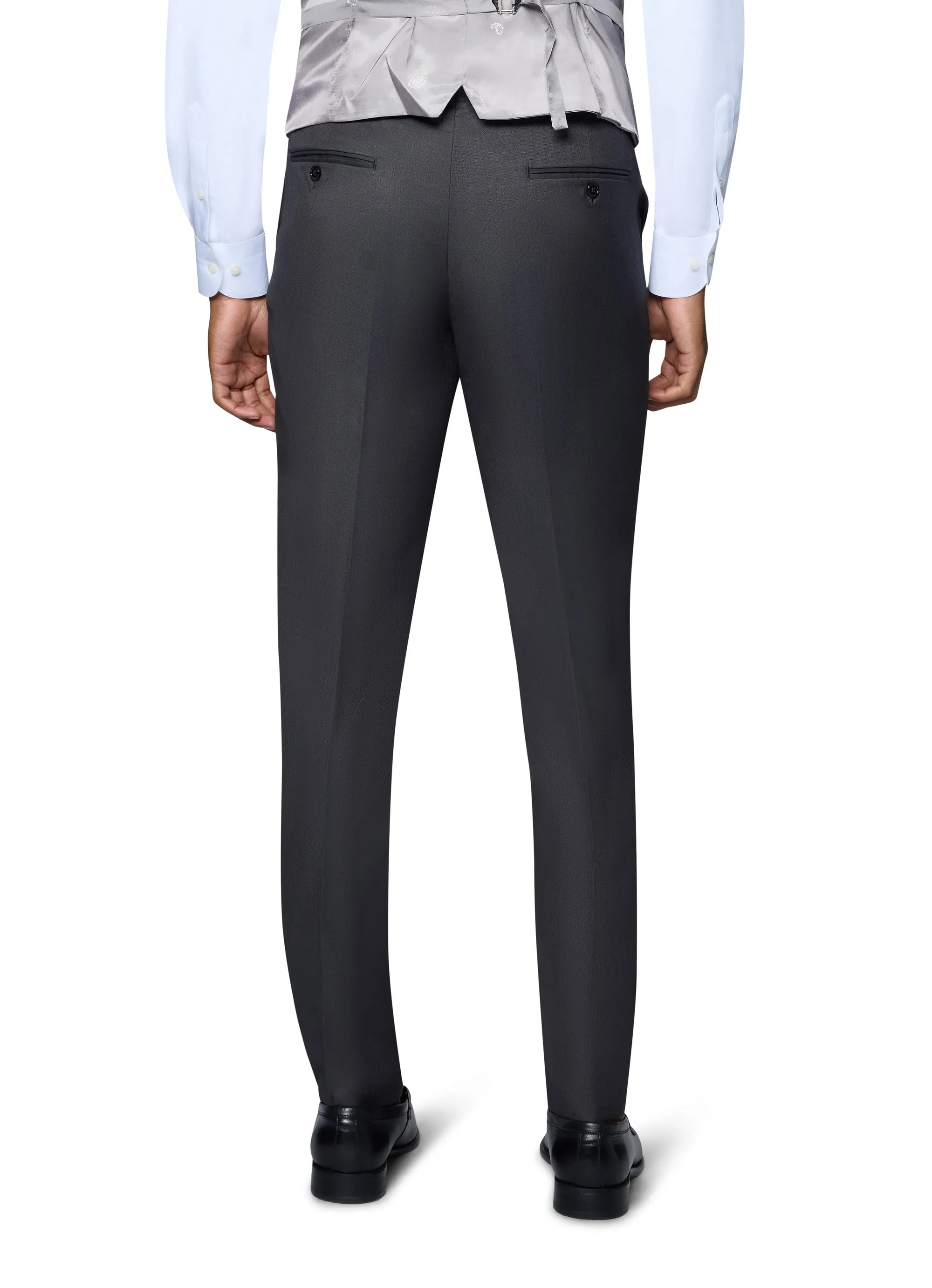 Berragamo Solid Modern Fit Pants - Charcoal