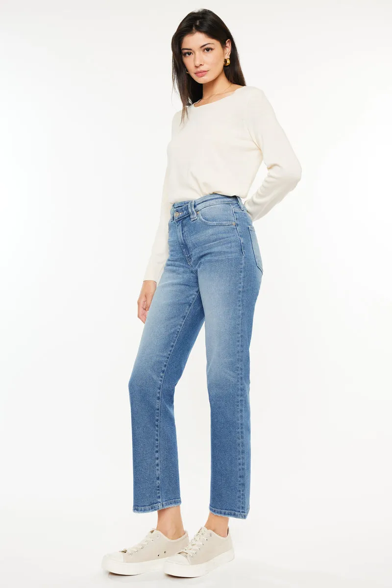 Bethany High Rise 90's Criss Cross Straight Leg Jeans