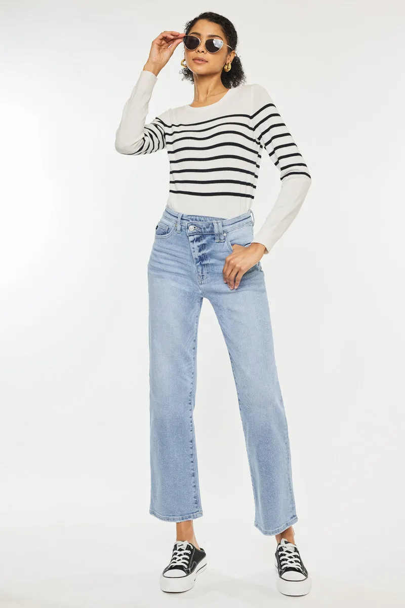 Bethany High Rise 90's Criss Cross Straight Leg Jeans