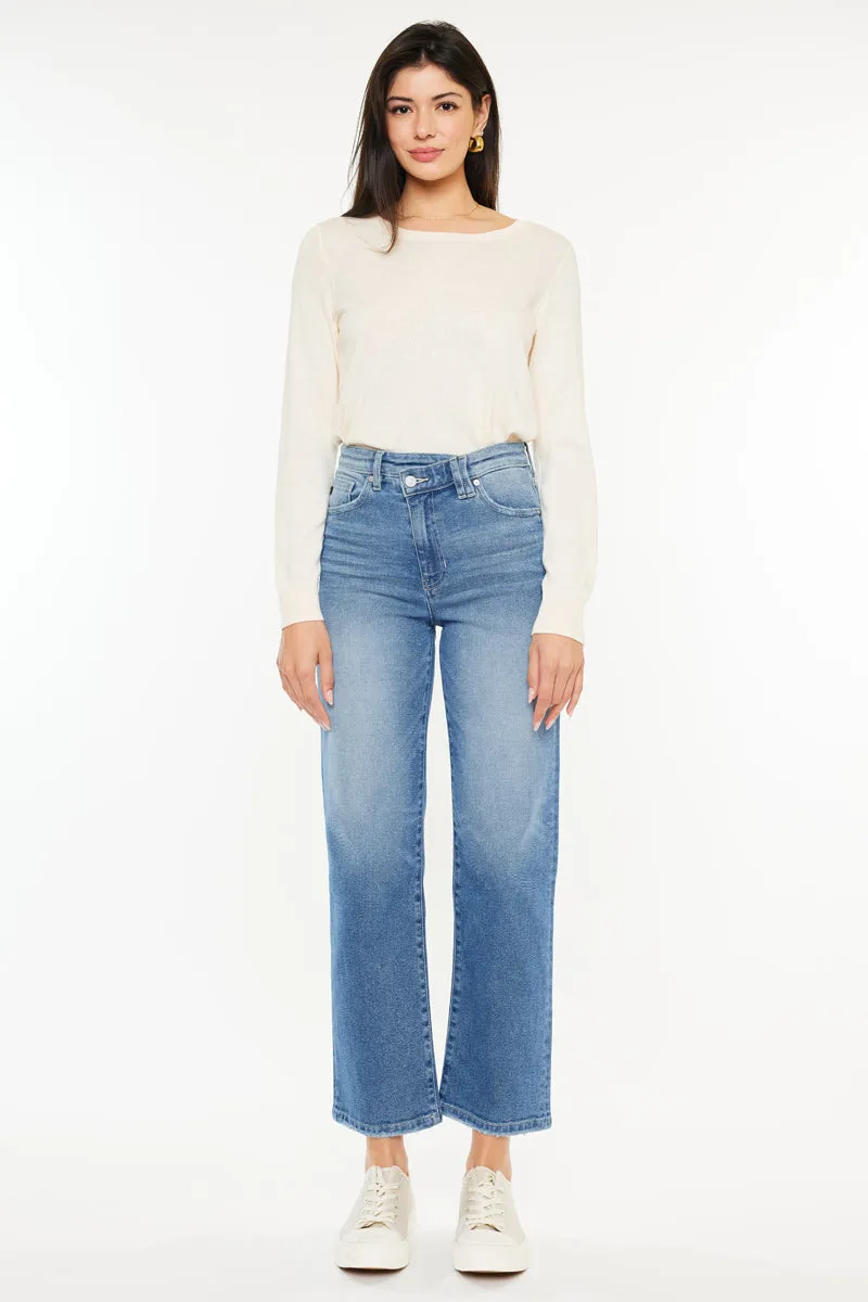 Bethany High Rise 90's Criss Cross Straight Leg Jeans