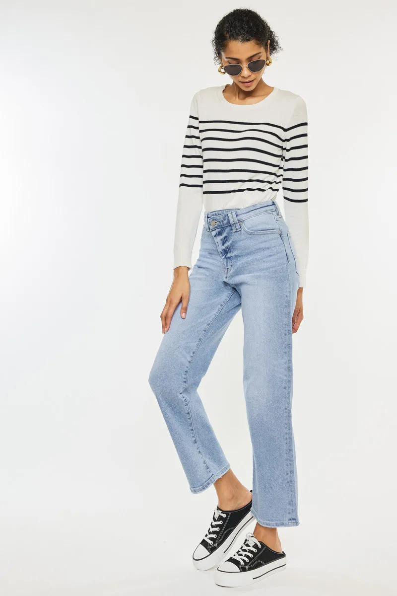 Bethany High Rise 90's Criss Cross Straight Leg Jeans