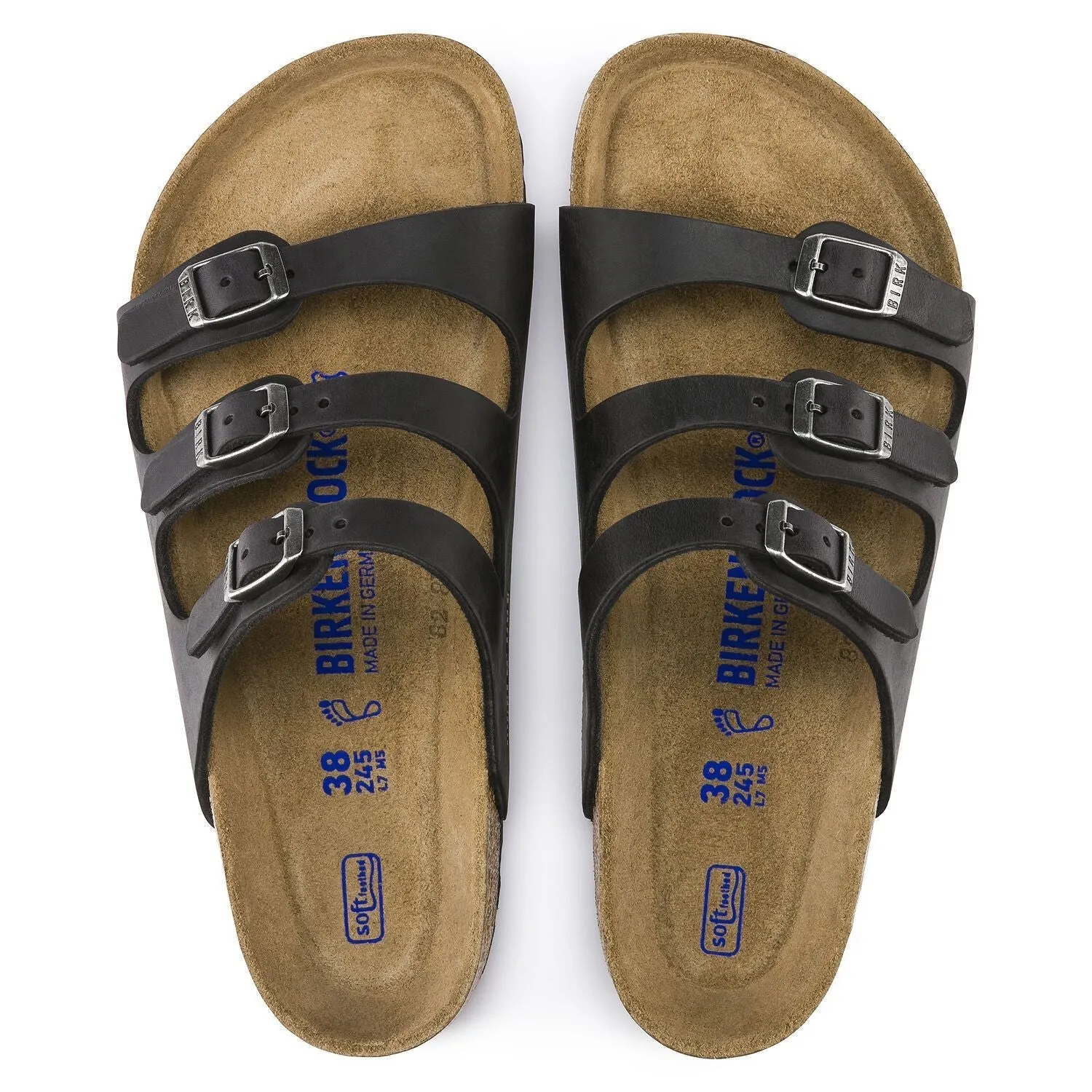 Birkenstock Florida Soft Footbed Sandals - Oiled Leather, Black