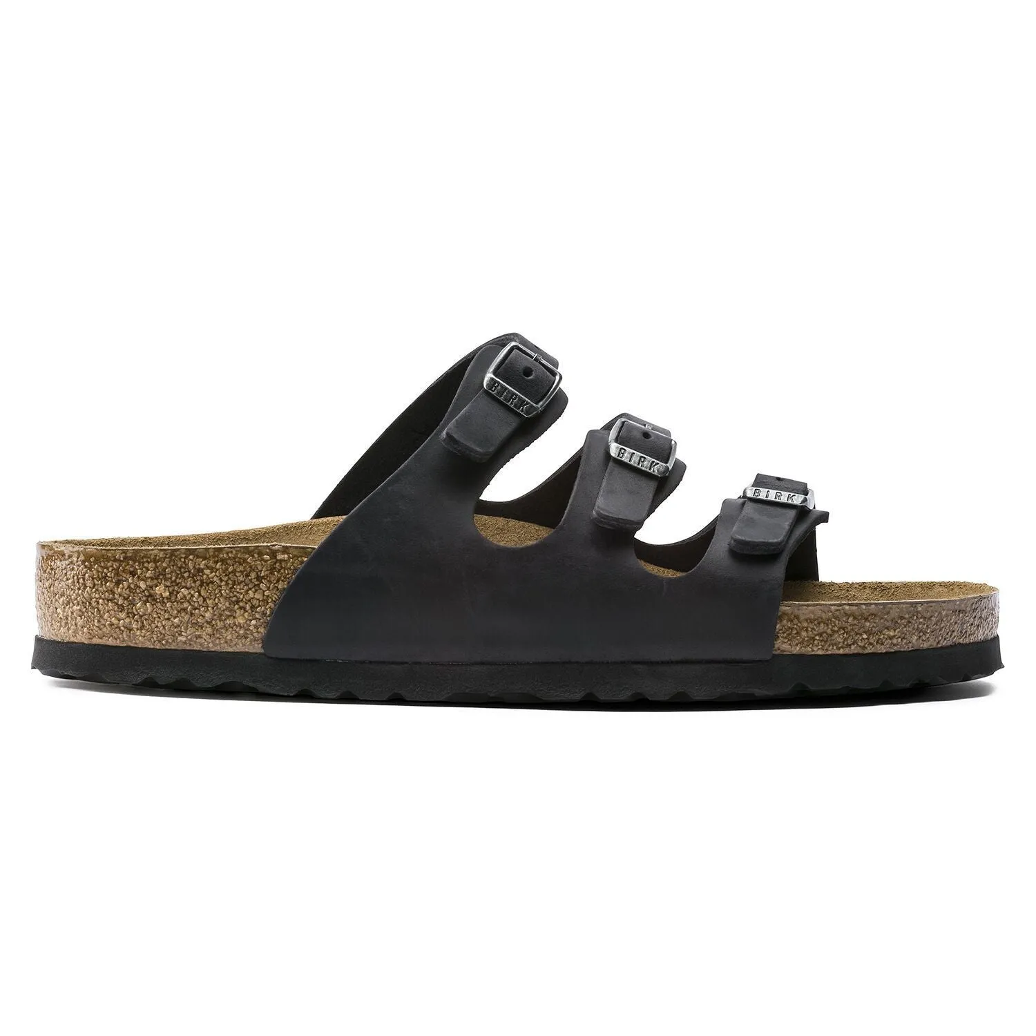 Birkenstock Florida Soft Footbed Sandals - Oiled Leather, Black