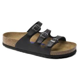 Birkenstock Florida Soft Footbed Sandals - Oiled Leather, Black