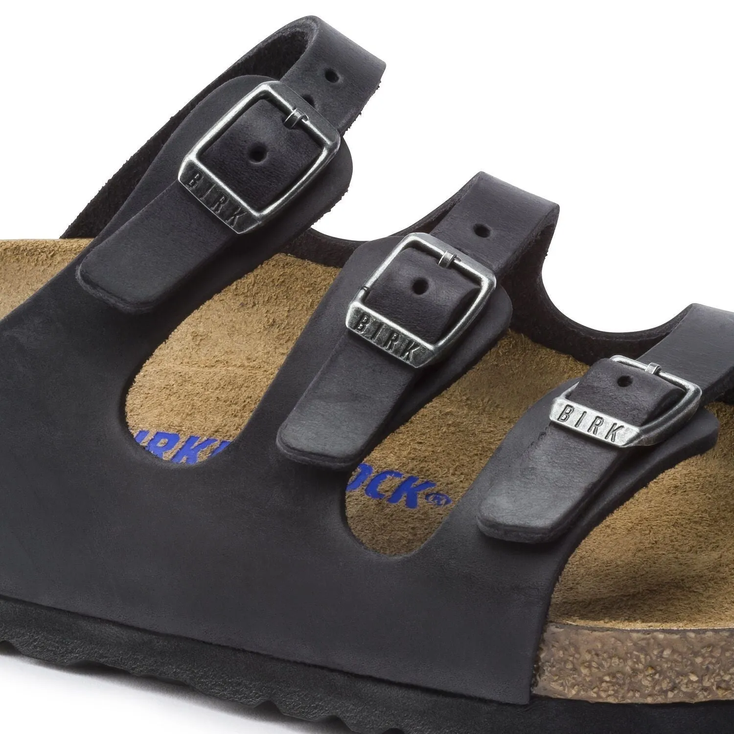 Birkenstock Florida Soft Footbed Sandals - Oiled Leather, Black