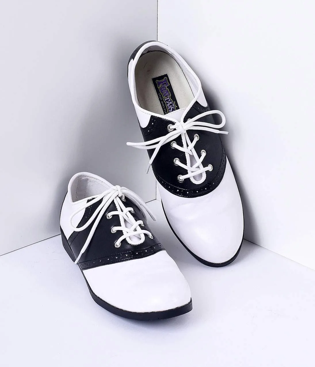 Black & White Classic Lace Up Saddle Shoes