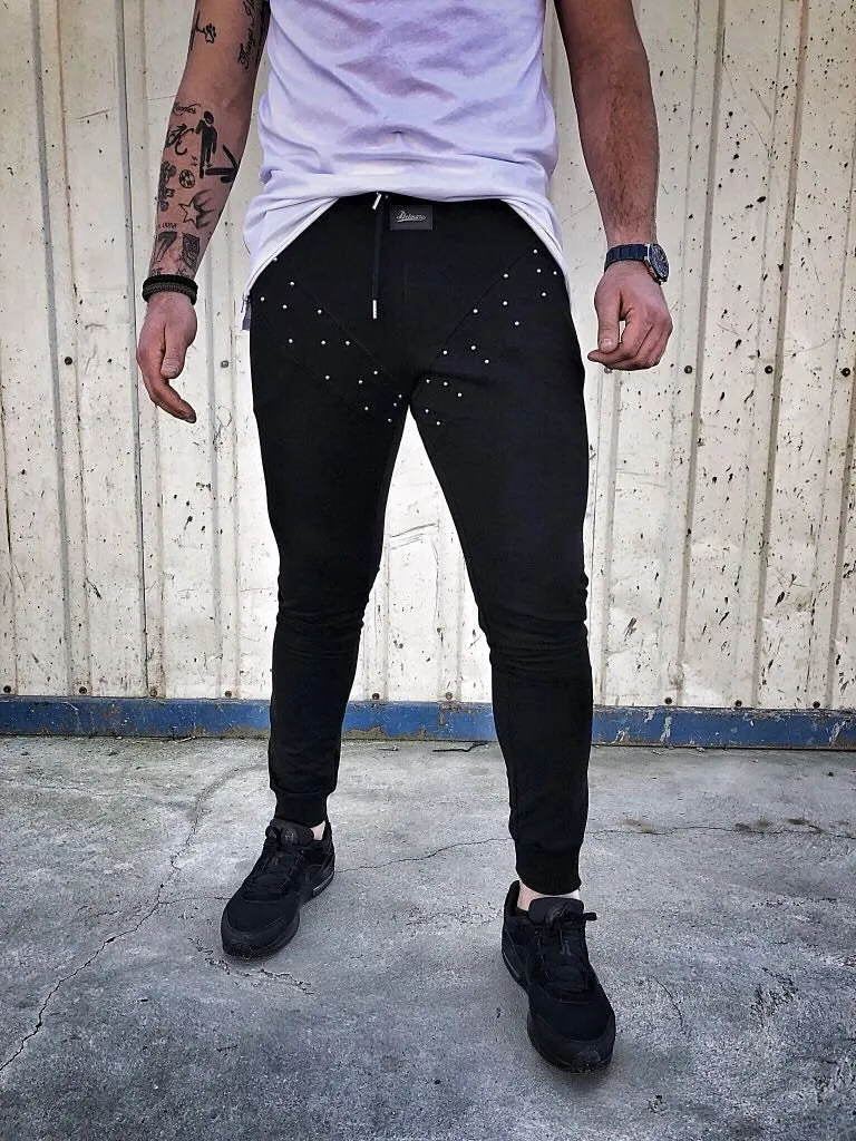 Black Metal Studs Jogger Pant DM1 Streetwear Jogger Pants