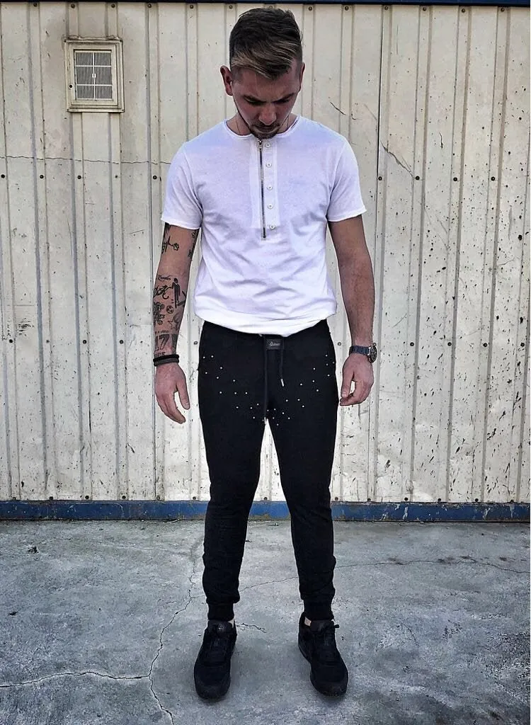 Black Metal Studs Jogger Pant DM1 Streetwear Jogger Pants