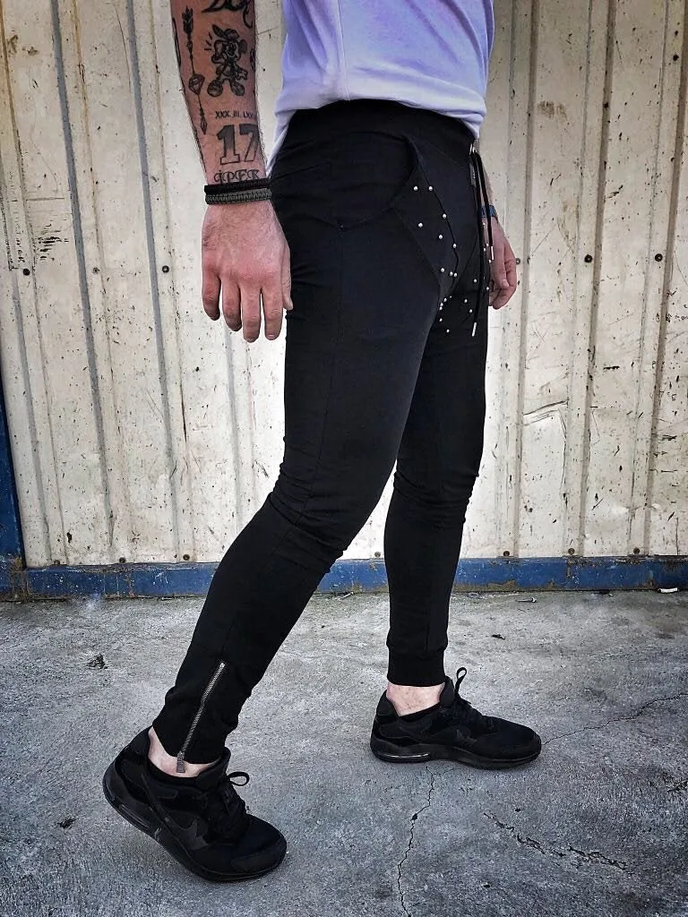 Black Metal Studs Jogger Pant DM1 Streetwear Jogger Pants