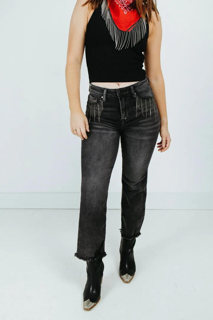 Blakely Jeweled Fringe Jeans - FINAL SALE