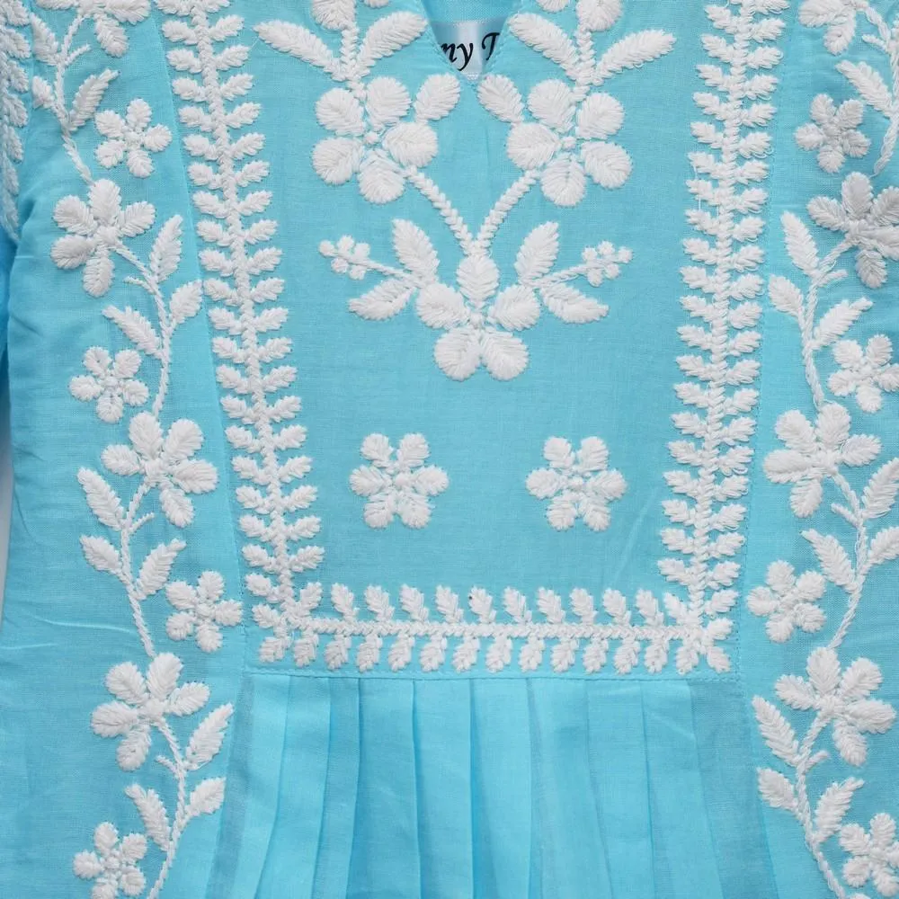 Blue Chikankari Cotton Kurta Set