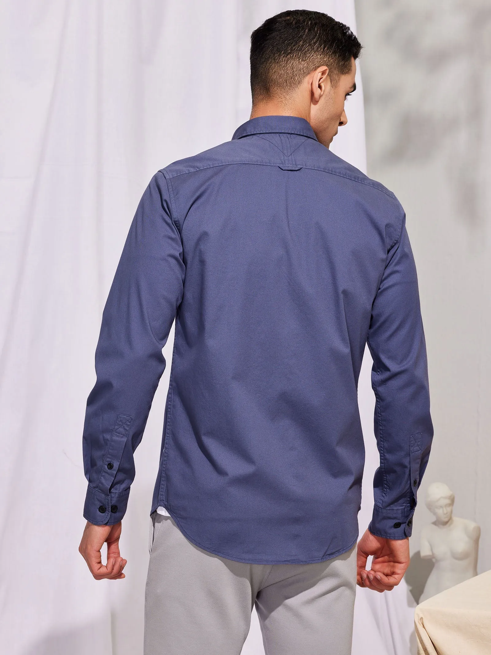 Blue Stretch Cargo Shirt