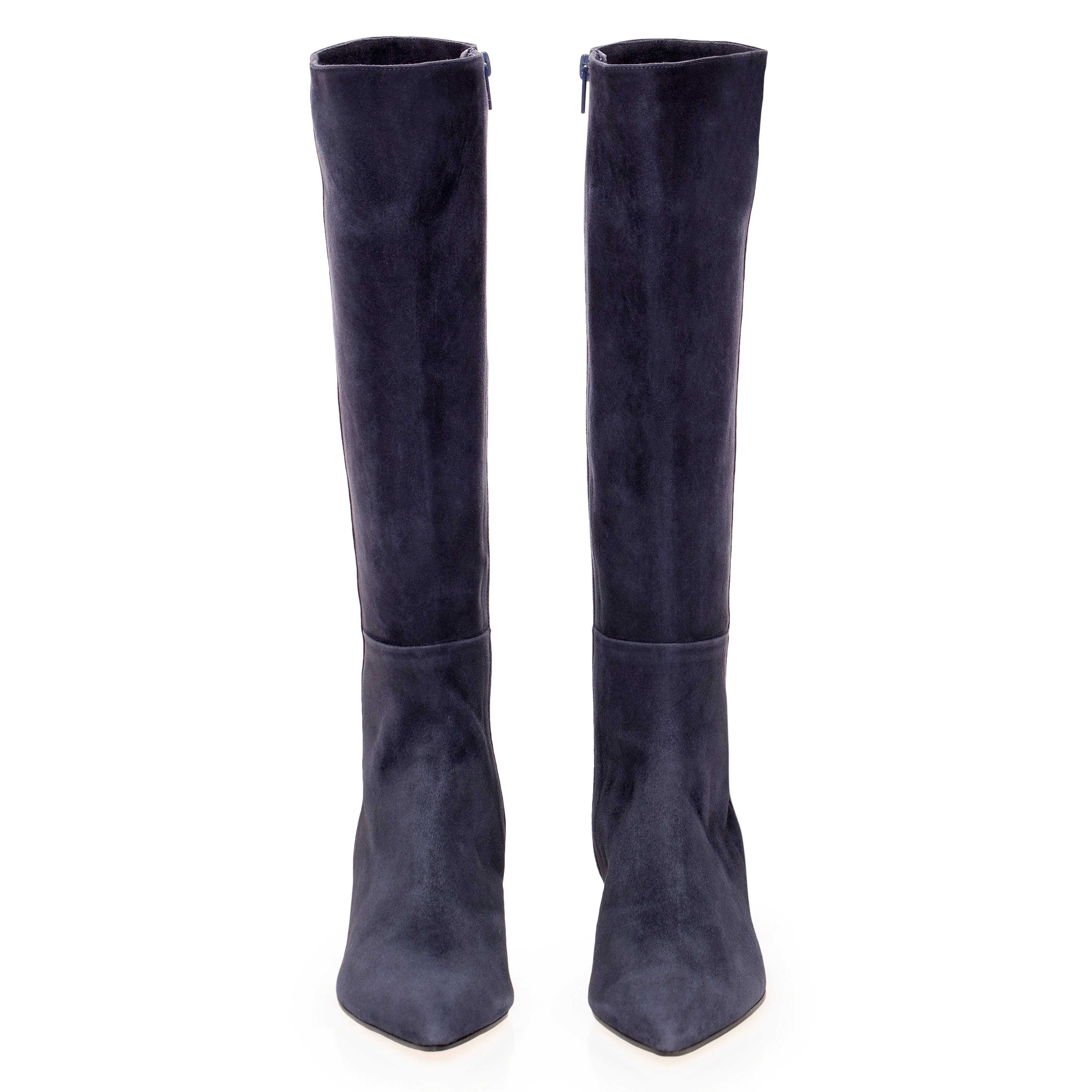 Brook Knee High Kitten Heel Suede Boot - Navy Blue