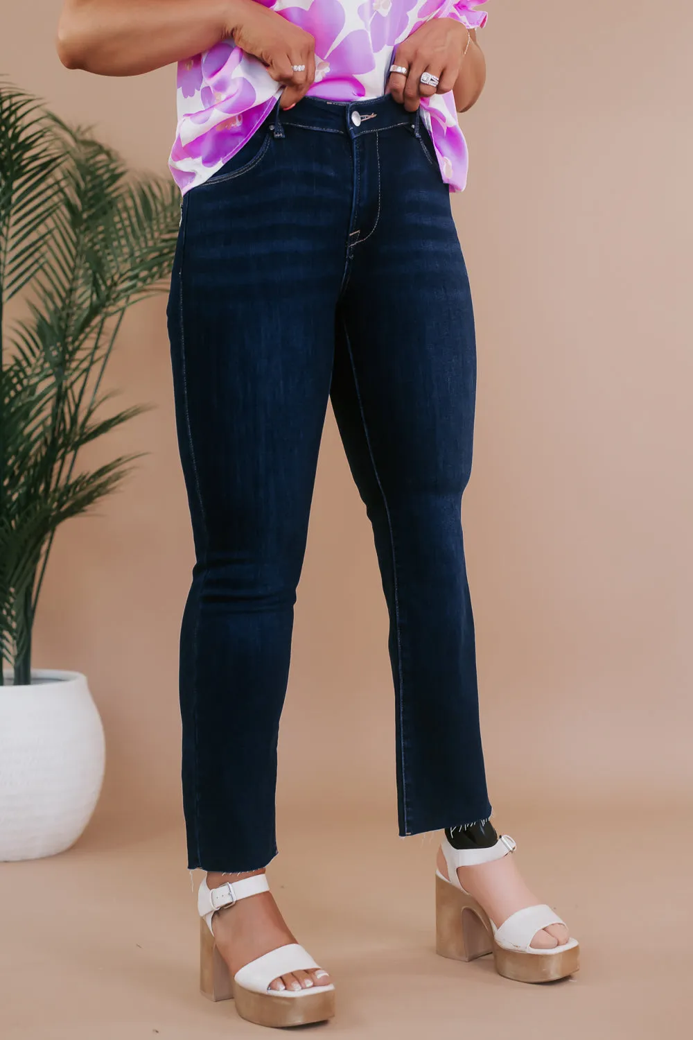 Caden Mid Rise Straight Leg Jeans, Dark Risen