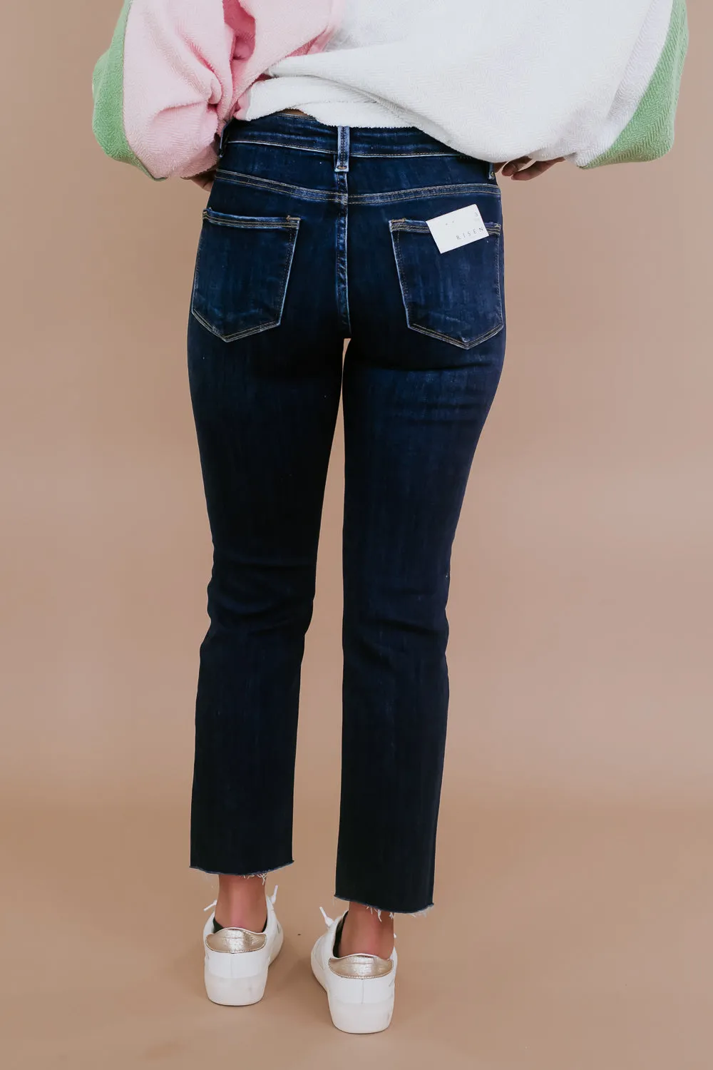 Caden Mid Rise Straight Leg Jeans, Dark Risen