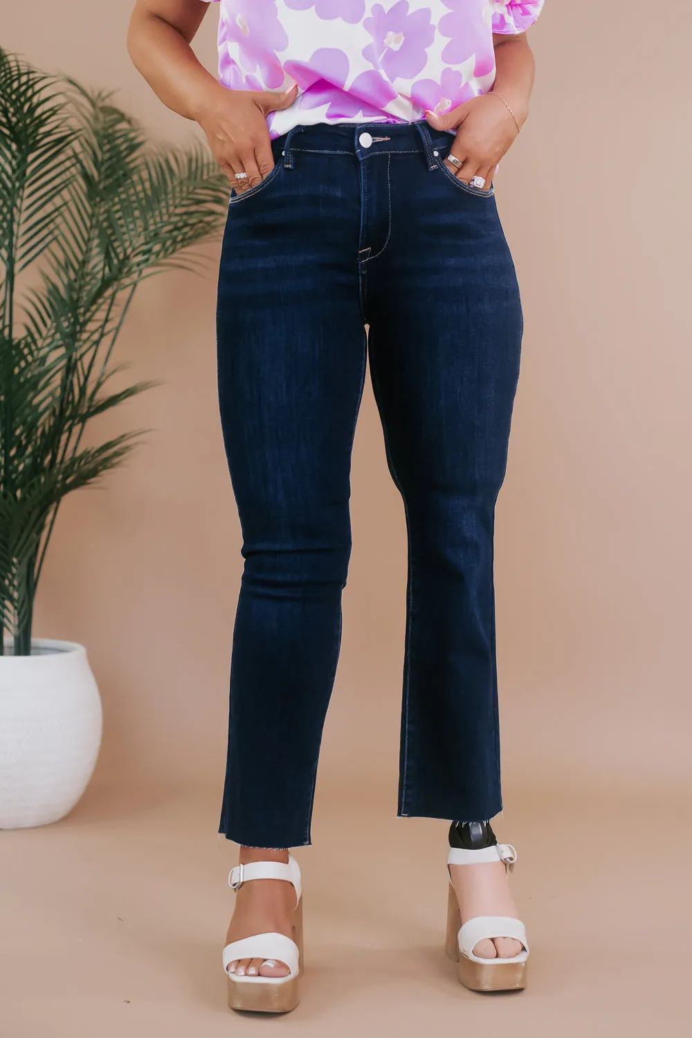 Caden Mid Rise Straight Leg Jeans, Dark Risen