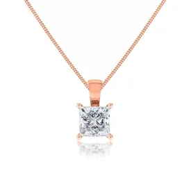 CALISTA - Princess Moissanite 4 Claw Drop Pendant 18k Rose Gold