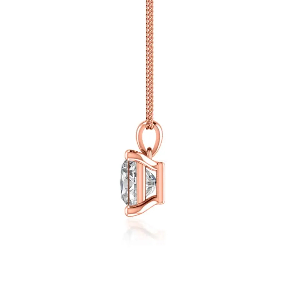 CALISTA - Princess Moissanite 4 Claw Drop Pendant 18k Rose Gold