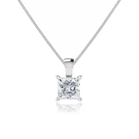 CALISTA - Princess Moissanite 4 Claw Drop Pendant 18k White Gold