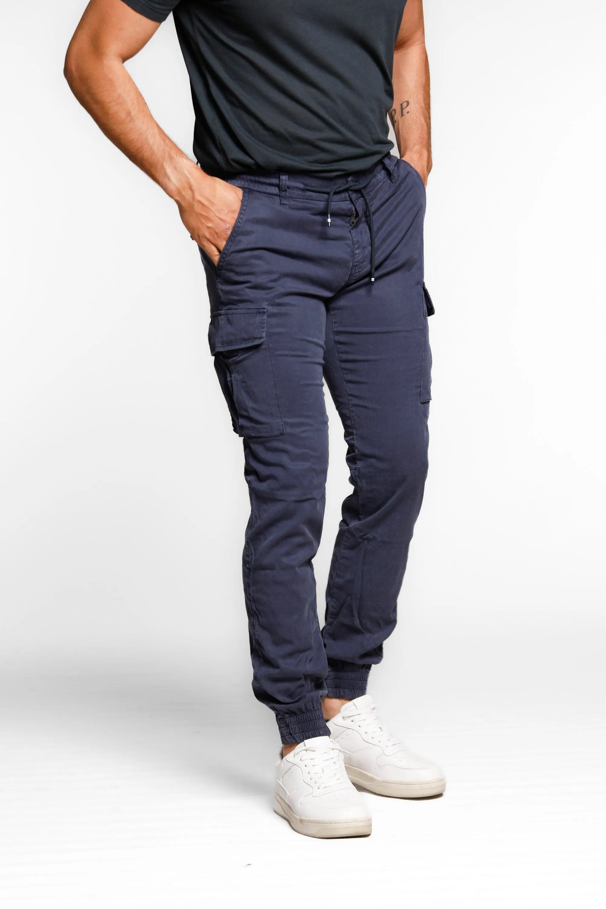 Chile Elax pantalone cargo uomo in twill con coulisse extra slim