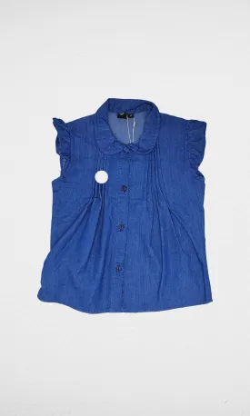 Denim Girls Blouse Sleeveless  (Dark Blue Jeans)