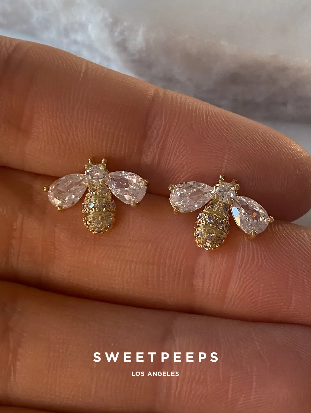 Diamond Bee Studs