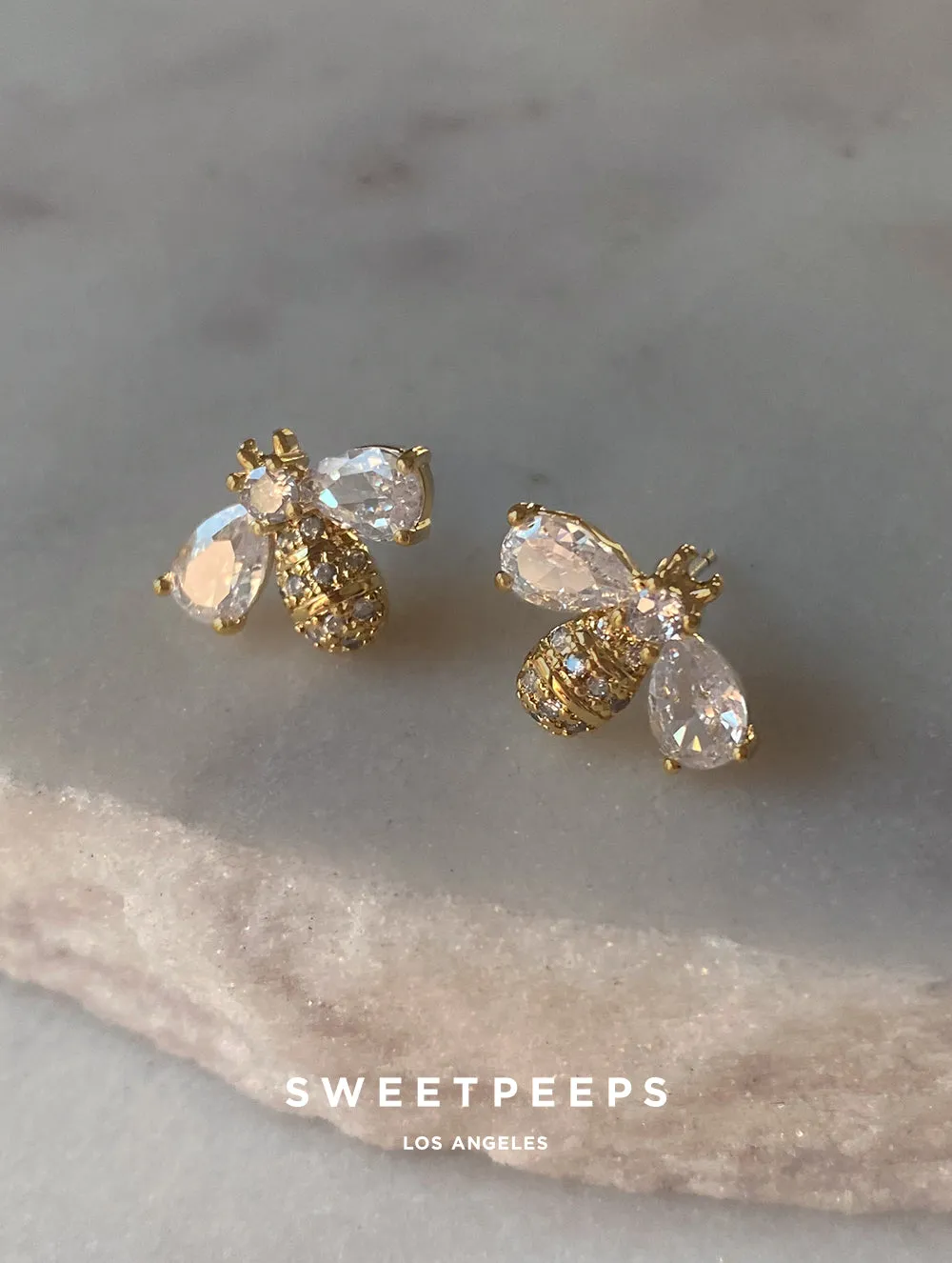 Diamond Bee Studs