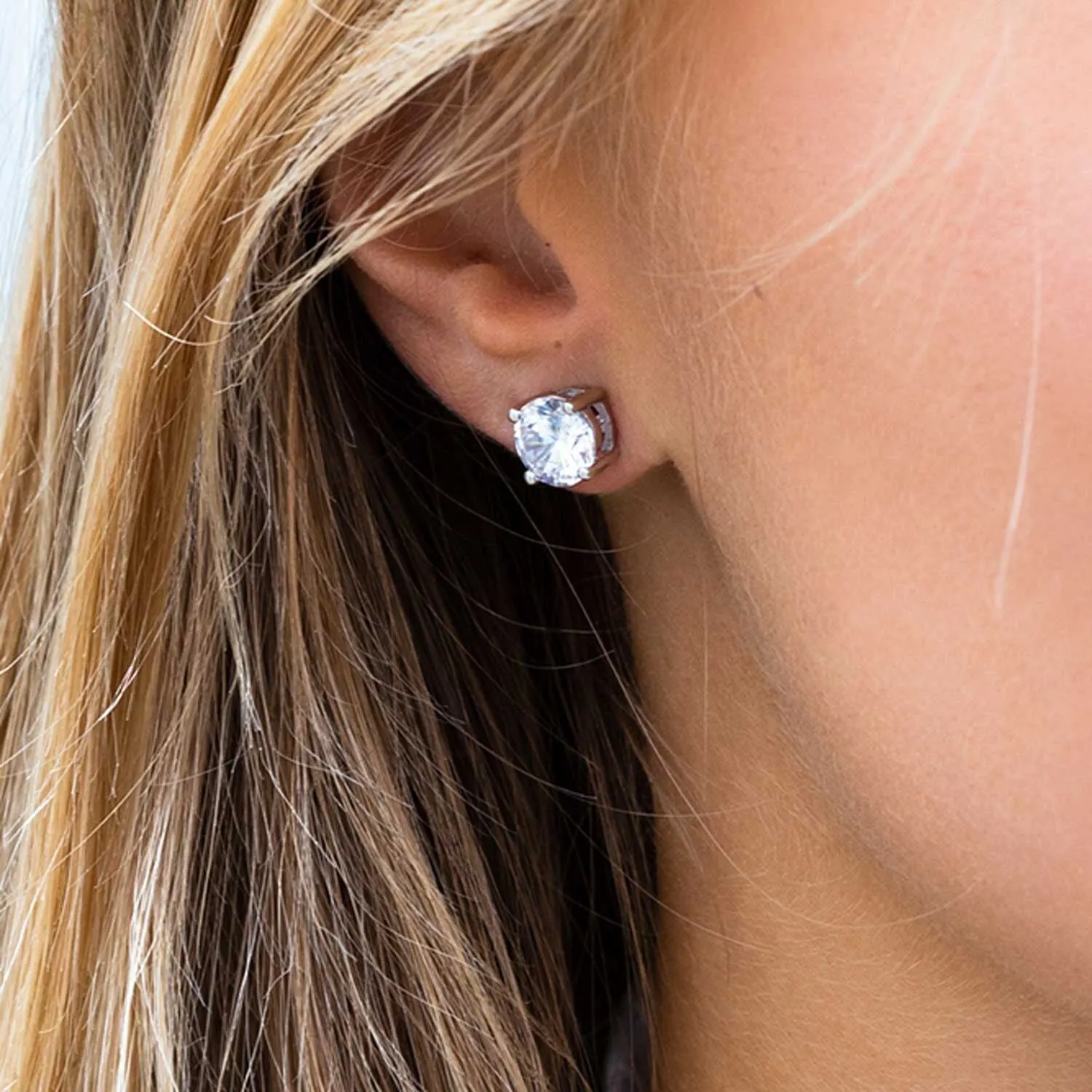 Earrings Princess Round